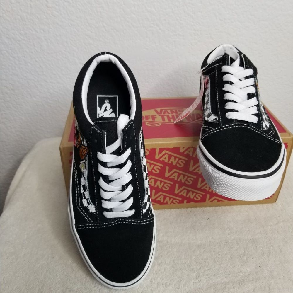 Van's Old Skool Checker Floral Sneaker Shoes Sz7.5 Womens New - Picture 3 of 8